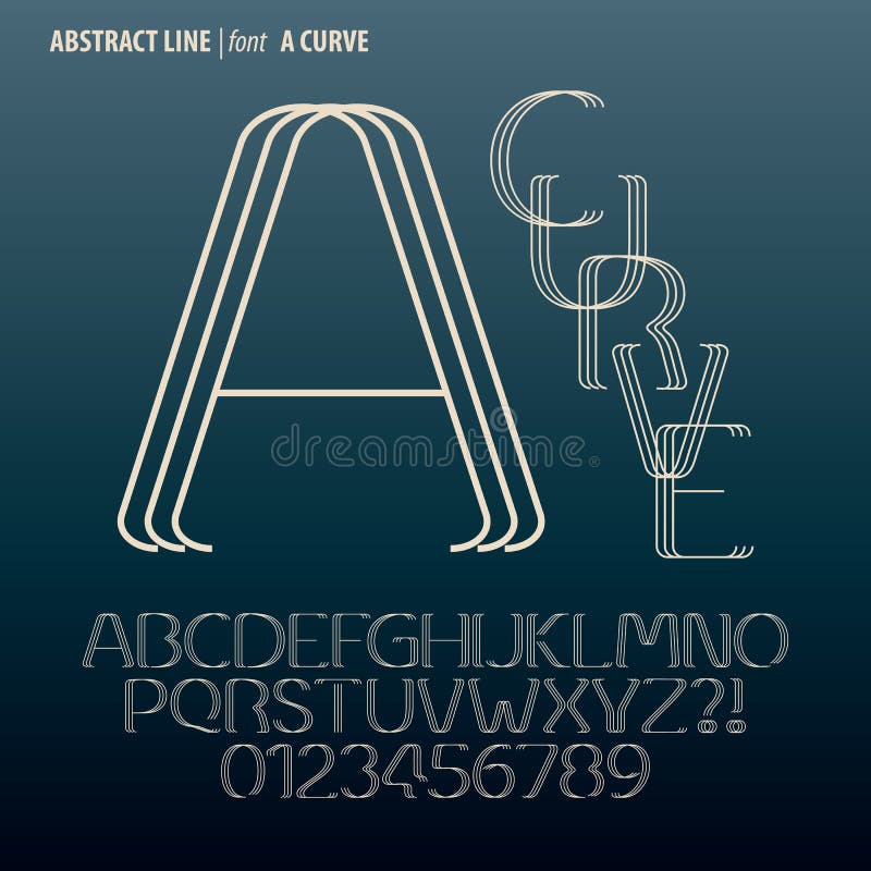 Abstrakt kurvlinje alfabet och siffravektor