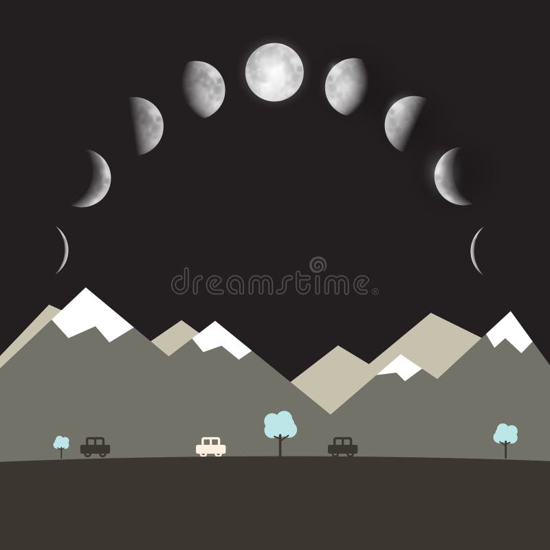 Abstrakt landskap för natt för vektorlägenhetdesign stock illustrationer Abstrakt landskap för natt för vektorlägenhetdesign stock illustrationer