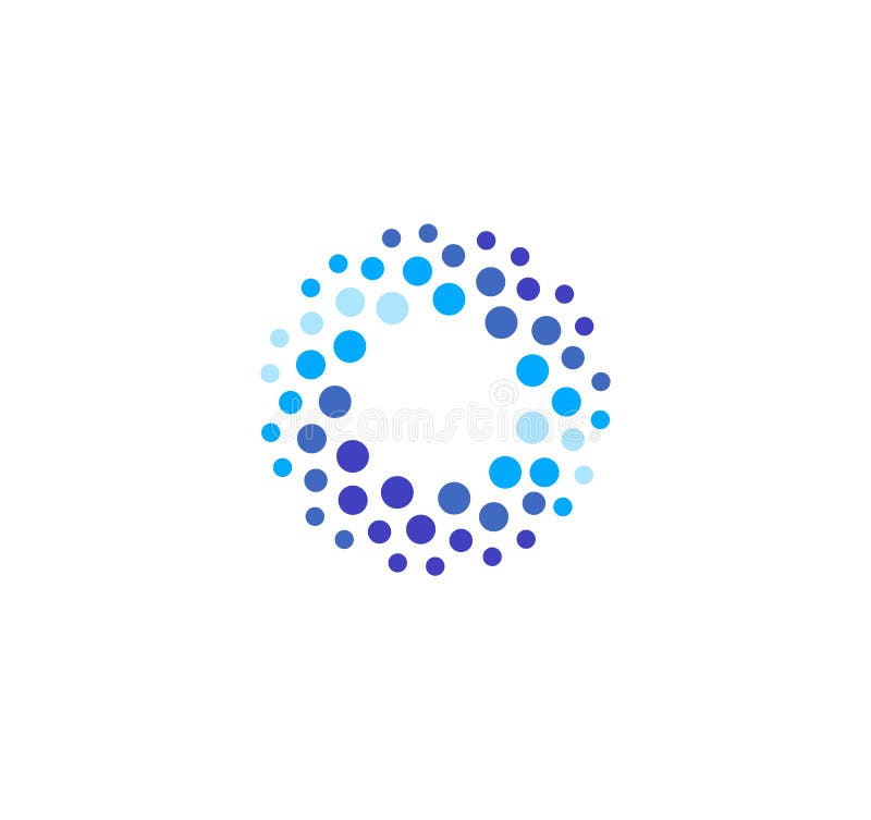 Abstrakt logo för blåttfärgrunda från cirklar Mall för vattenvektorlogotyp Innovativ lokalvård- och frysametod stock illustrationer