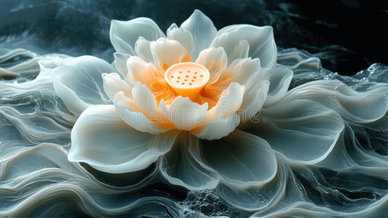 Abstrakt Lotus Blossom i flödesvatten stock illustrationer