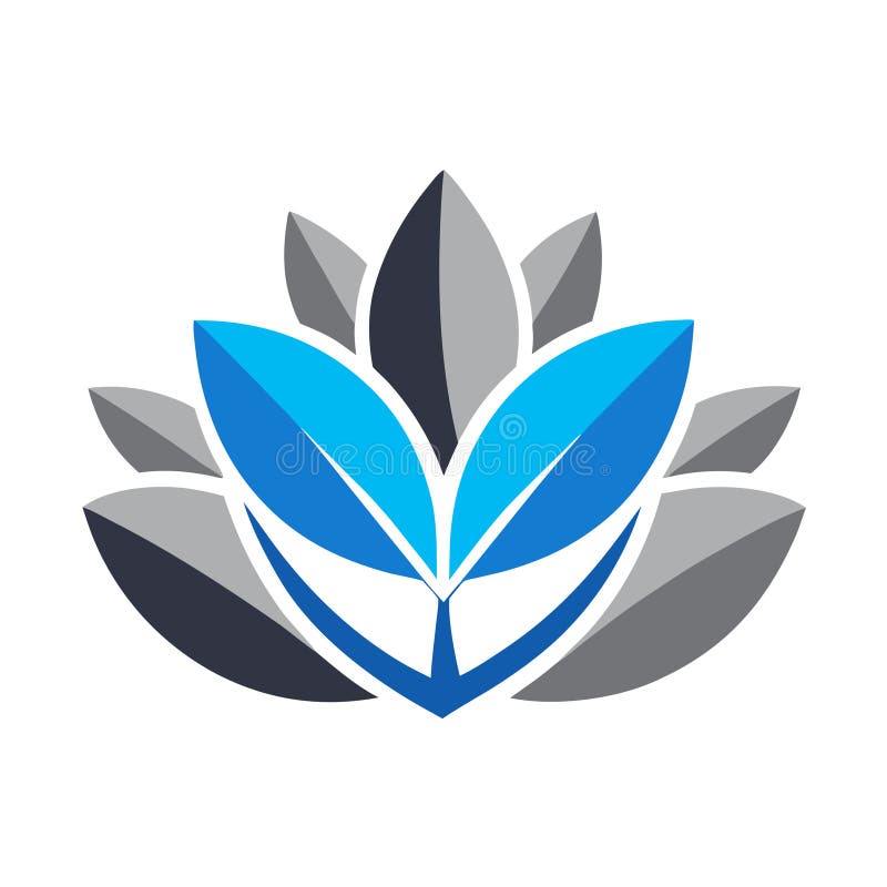 Abstrakt Lotus Flower-logotyp i blå och grå, platt design stock illustrationer