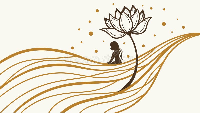 Abstrakt Lotus med Flowing Lines Spiritual Harmony Serene Art-vektorkonstruktion Generativ AI royaltyfri illustrationer