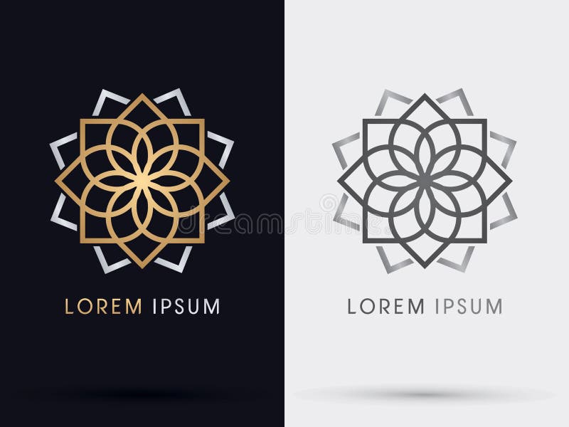 Abstrakt lotusblomma för guld stock illustrationer