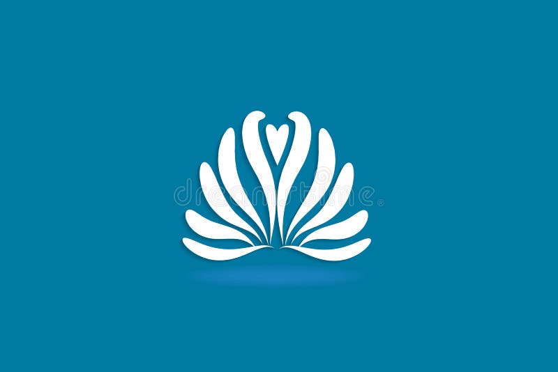 Abstrakt lotusblommablomma med en logo för symbol för hjärtabildmall royaltyfri illustrationer