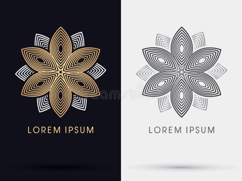 Abstrakt lotusblommalogo för guld royaltyfri illustrationer