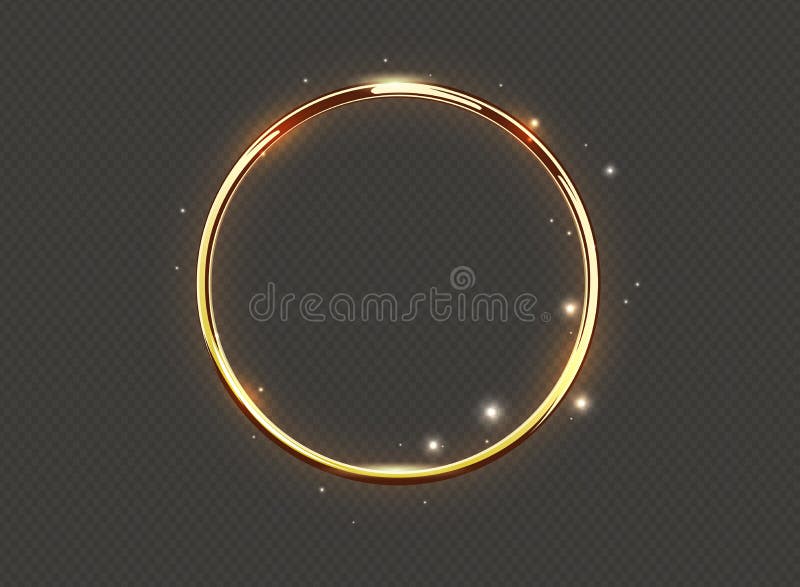 Abstrakt lyxig cirkel för guld- glöd på genomskinlig bakgrund Strålkastare för vektorljuscirklar och ljus effekt för gnistor Guld