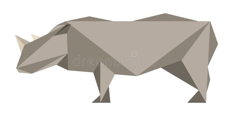 Abstrakt låg poly noshörningsymbol stock illustrationer
