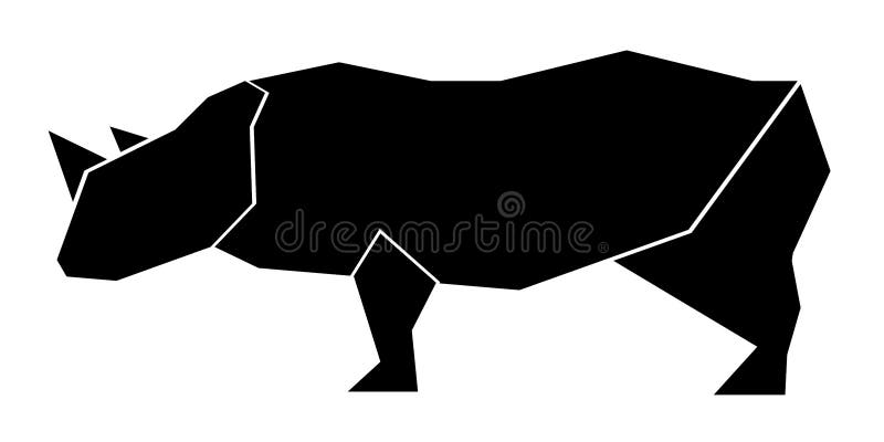 Abstrakt låg poly noshörningsymbol stock illustrationer