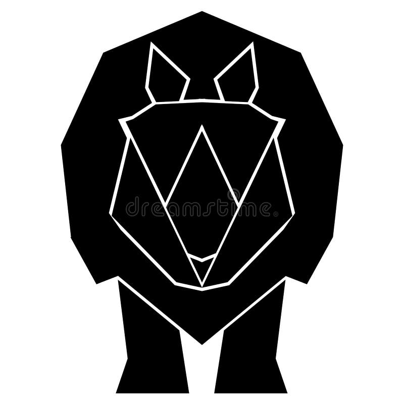 Abstrakt låg poly noshörningsymbol royaltyfri illustrationer