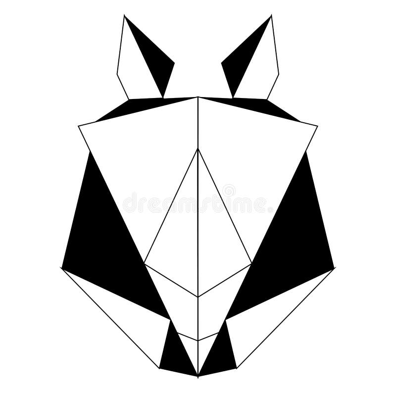 Abstrakt låg poly noshörningsymbol royaltyfri illustrationer