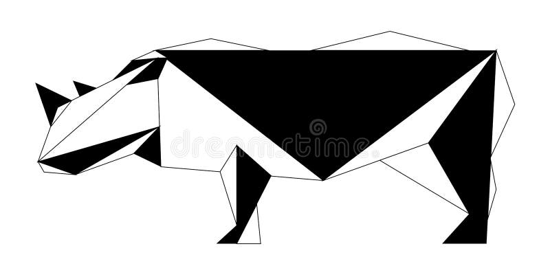 Abstrakt låg poly noshörningsymbol royaltyfri illustrationer