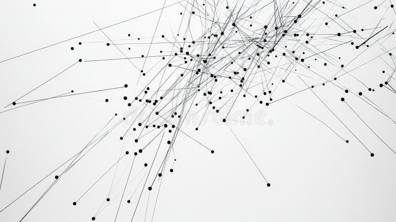 Abstrakt minimalism svarta linjer som bildar en geometrisk form från kaos på en vit bakgrund stock illustrationer