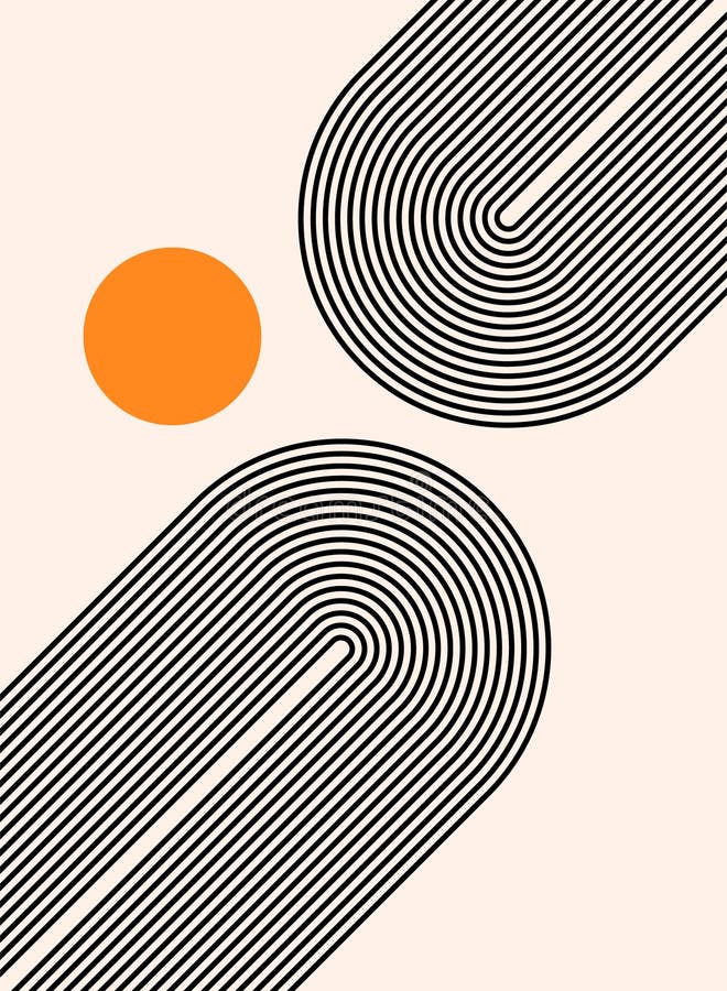 Abstrakt modern bohemisk nutida geometrisk minimal mönsterstil. vägglinje boho abstrakt formbåge stock illustrationer
