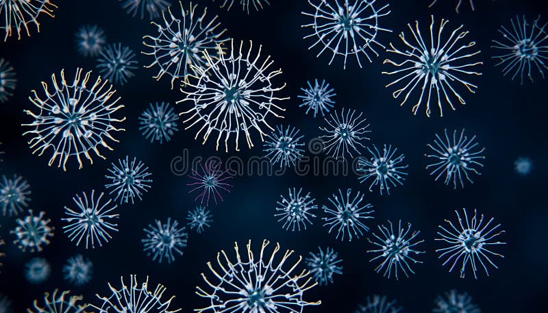 Abstrakt mönster för virus eller bakterieceller Generativ AI stock illustrationer