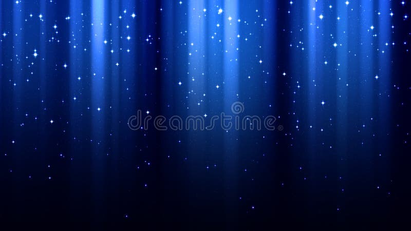 Abstrakt mörker - blå bakgrund med strålar av ljus, norrsken, mousserar, stjärnklar himmel för natten
