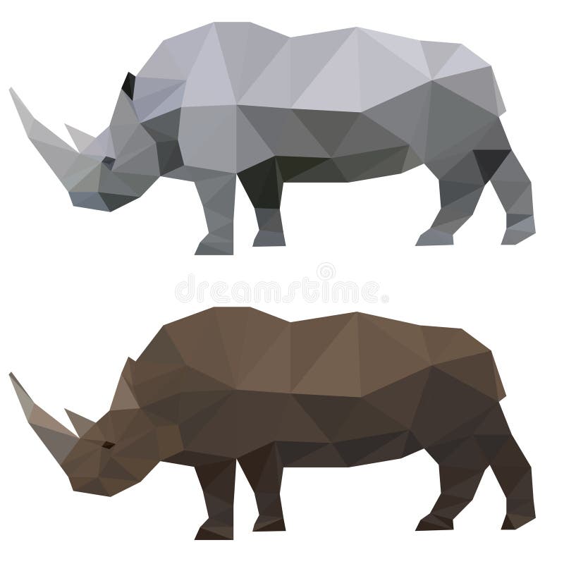 Abstrakt polygonal noshörning royaltyfri illustrationer