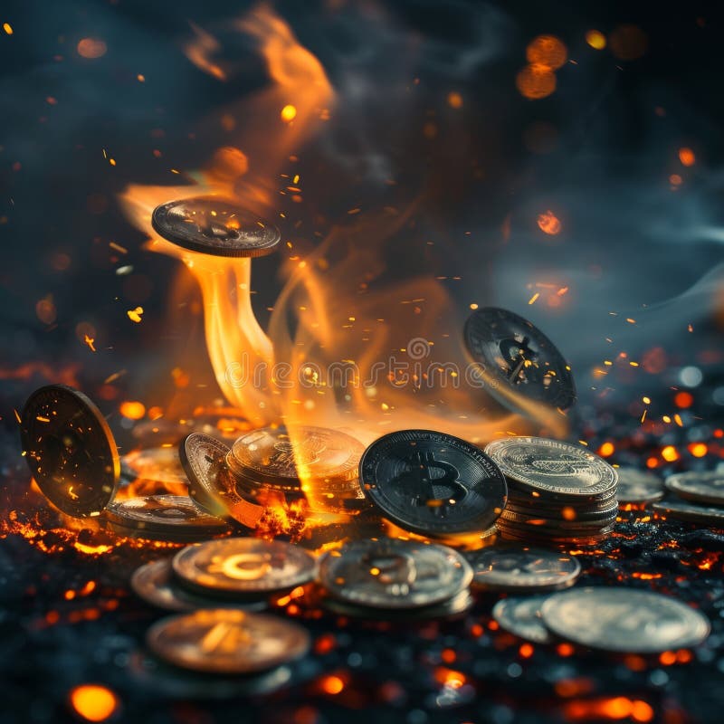 Abstrakt representation av en finanskris med brinnande valutor stock illustrationer