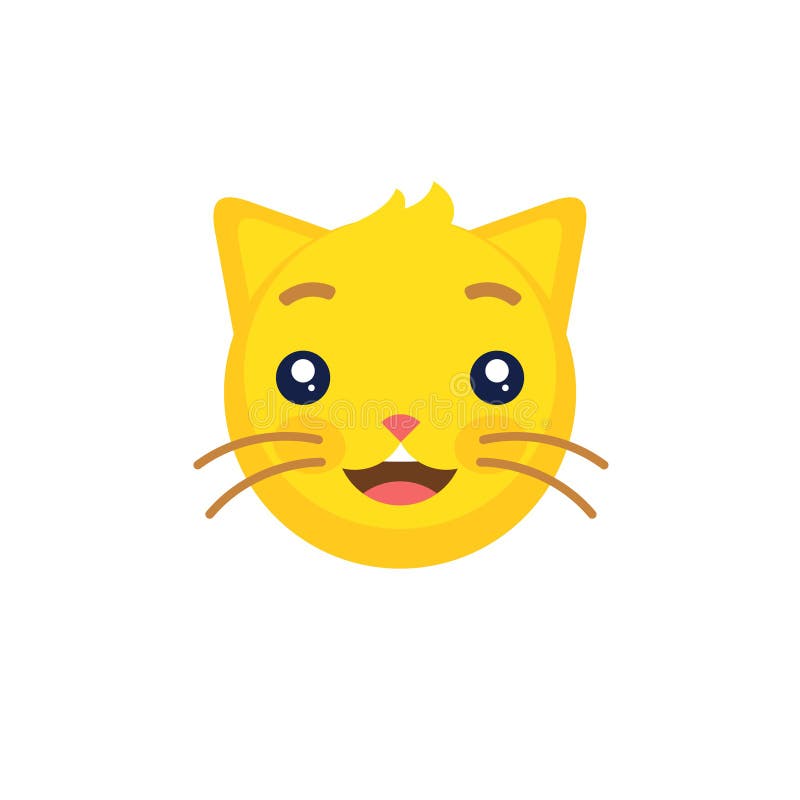 Abstrakt rolig plan symbol för framsida för katt för stilemojiemoticon vektor illustrationer Abstrakt rolig plan symbol för framsida för katt för stilemojiemoticon vektor illustrationer