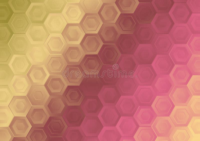 Abstrakt rosa och guldgradient geometrisk hexagonbakgrund
