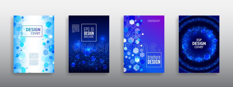 Abstrakt sexhörningsreklambladdesign Vektorårsrapportbroschyr Högt vektor illustrationer Abstrakt sexhörningsreklambladdesign Vektorårsrapportbroschyr Högt vektor illustrationer