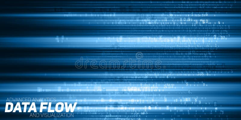 Abstrakt stor datavisualization för vektor Blått flöde av data som nummerrader Informationskodframställning stock illustrationer Abstrakt stor datavisualization för vektor Blått flöde av data som nummerrader Informationskodframställning stock illustrationer