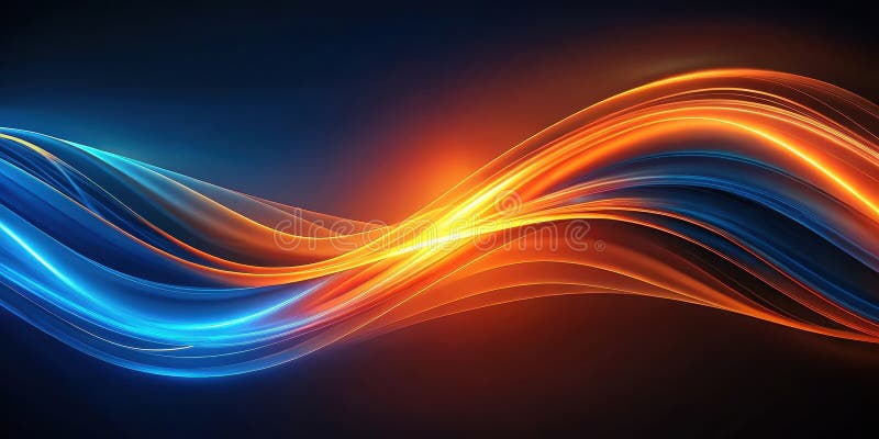 Abstrakt strömmande energi Dynamiska blå och orange vågor. Generativ AI arkivbild