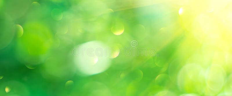 Beautiful nature abstract blurred background. Green bokeh backdrop. Summer or spring background with sun flares, wide screen. Beautiful nature abstract blurred background. Green bokeh backdrop. Summer or spring background with sun flares, wide screen