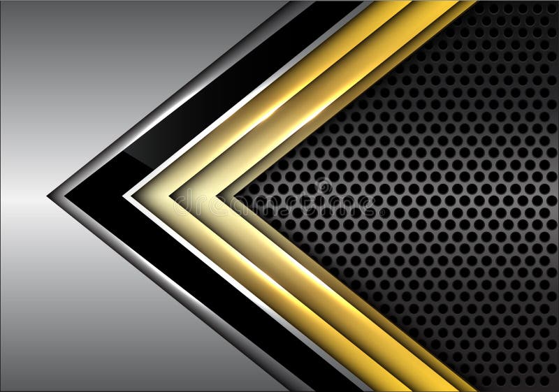 Abstrakt svart guld- pillinje på metallmörker - vektor för bakgrund för grå cirkelingreppsdesign modern futuristisk stock illustrationer