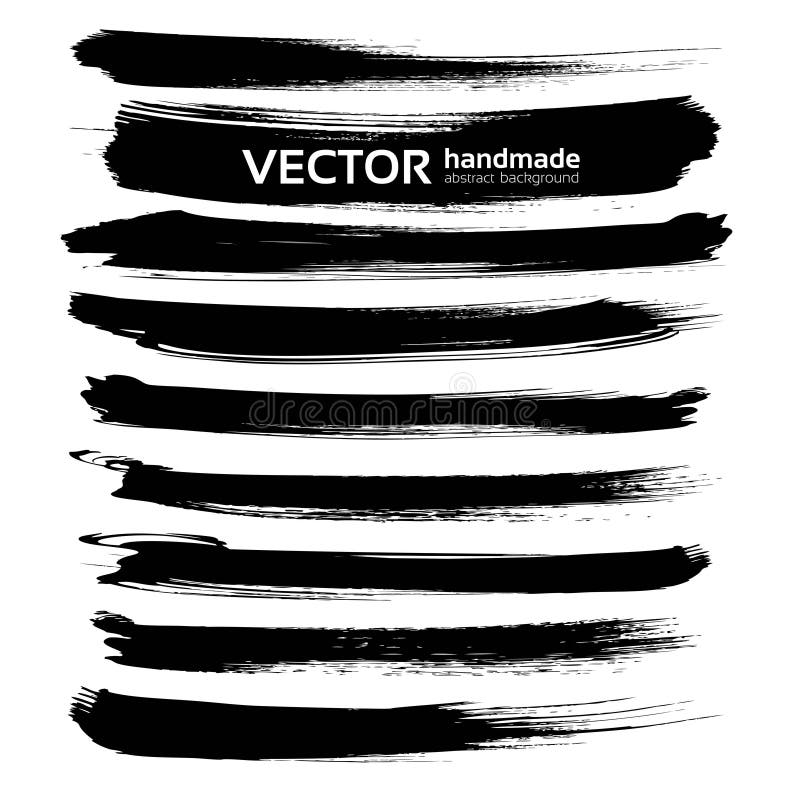 Abstrakt svart uppsättning för slaglängder för färgpulverborste länge stock illustrationer Abstrakt svart uppsättning för slaglängder för färgpulverborste länge stock illustrationer