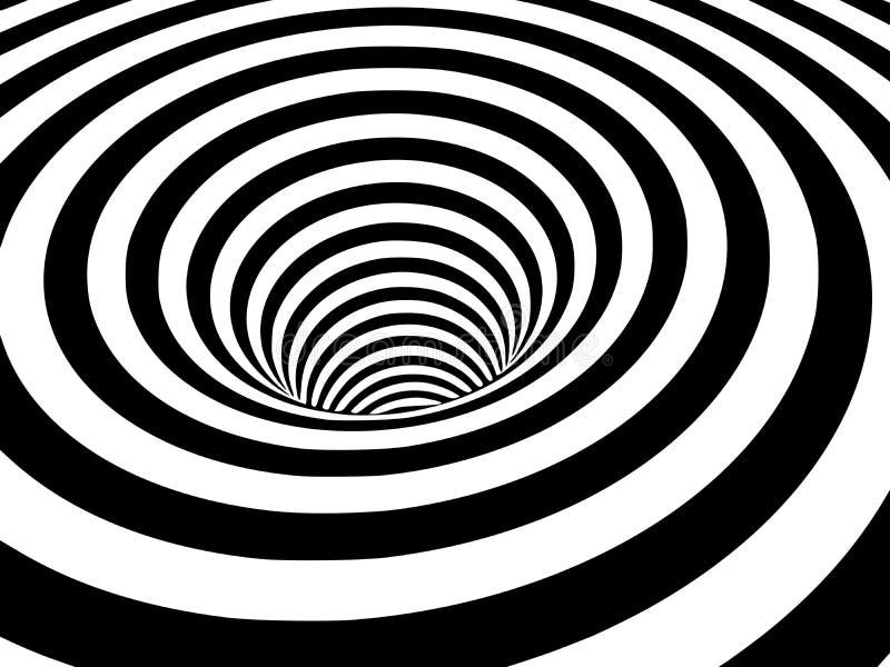 Abstrakt svartvit randig dimensio för optisk illusion tre vektor illustrationer