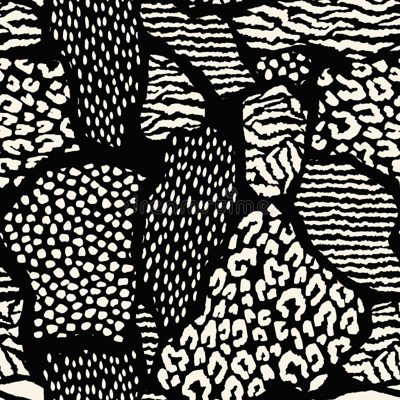 Abstrakt sömlös modell med det djura trycket Moderiktig hand drog texturer vektor illustrationer