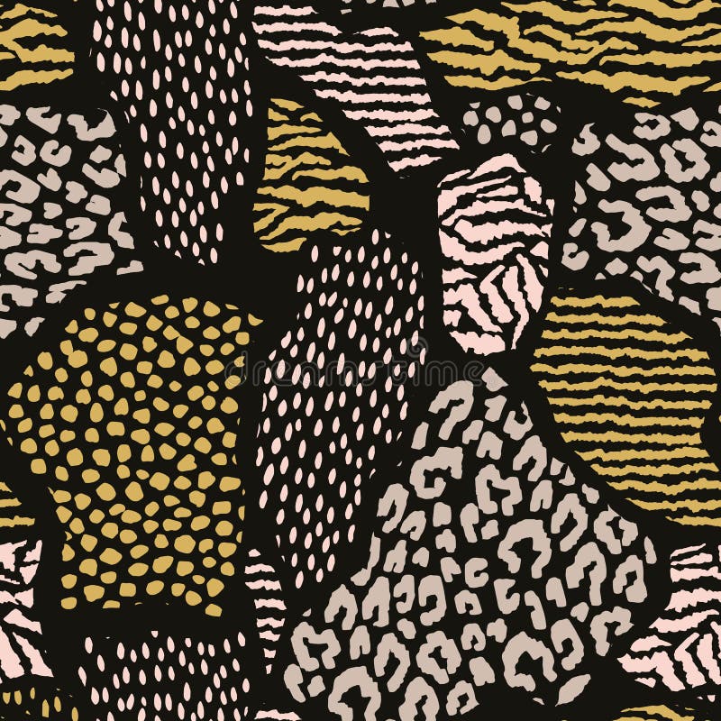 Abstrakt sömlös modell med det djura trycket Moderiktig hand drog texturer royaltyfri illustrationer