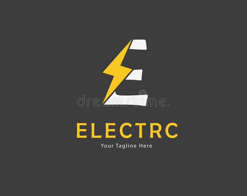 Abstrakt utformning av elektrisk logotyp. e initial logotypdesign monogram för affärsbrev och följebrev royaltyfri illustrationer