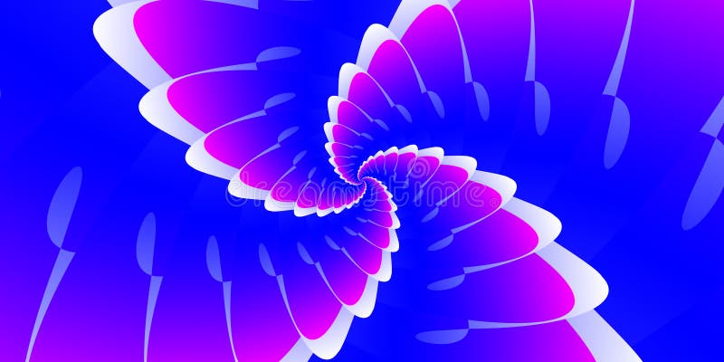 Abstrakt vacker vågrät blomspiralbild med flerfärgad övertoning blå magenta skarp triangulär stock illustrationer