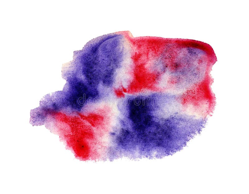Abstrakt vattenfärgsfärg för violett färg. Fläktbitar som sprids slumpmässigt på papperet. stock illustrationer