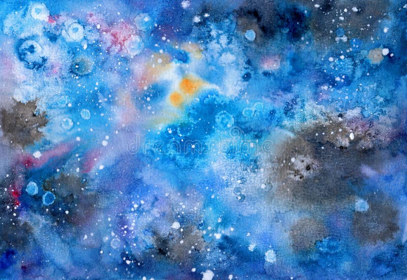 Abstrakt vattenfärgsmålning med galaxfärg med blomningseffekt. vektor illustrationer
