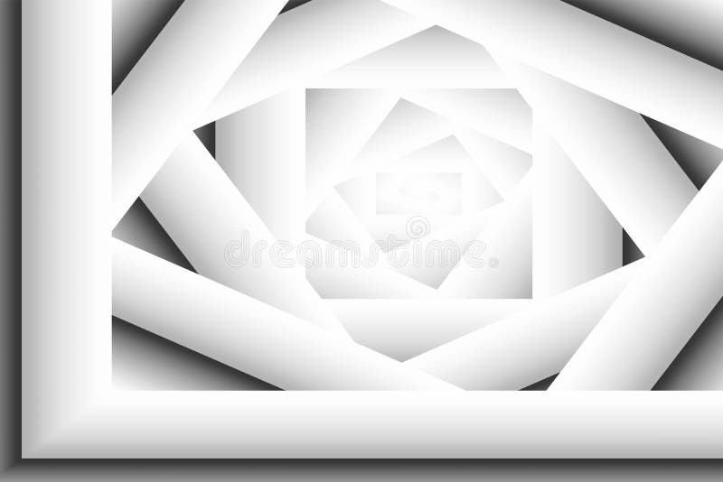 Abstract vector 3d background. Quadrangular frames superimposed on each other. Black and white gradient. Abstract vector 3d background. Quadrangular frames superimposed on each other. Black and white gradient.
