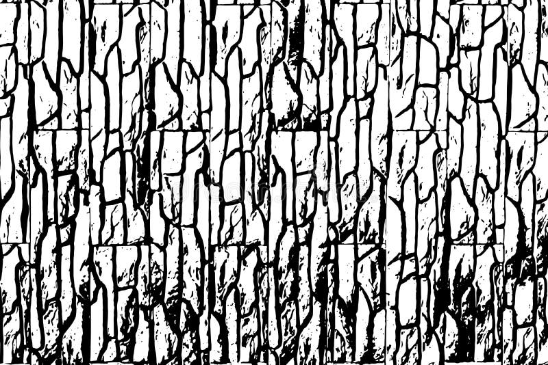 Abstrakt vektortextur av stentegel svart och vit grunge reped texturerad effekt bakgrund stock illustrationer