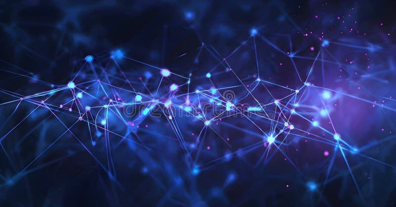Abstrakt återgivning av artificiell intelligens med fallande neurala nätverksmönster vektor illustrationer