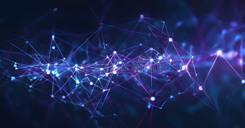 Abstrakt återgivning av artificiell intelligens med fallande neurala nätverksmönster vektor illustrationer