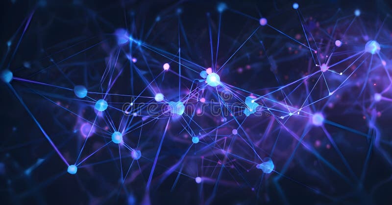 Abstrakt återgivning av artificiell intelligens med fallande neurala nätverksmönster vektor illustrationer