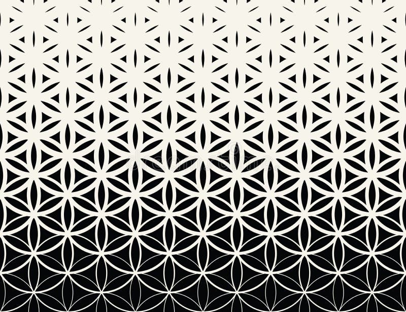 Abstrakt świętej geometrii czarny i biały gradientowy kwiat życia halftone wzór