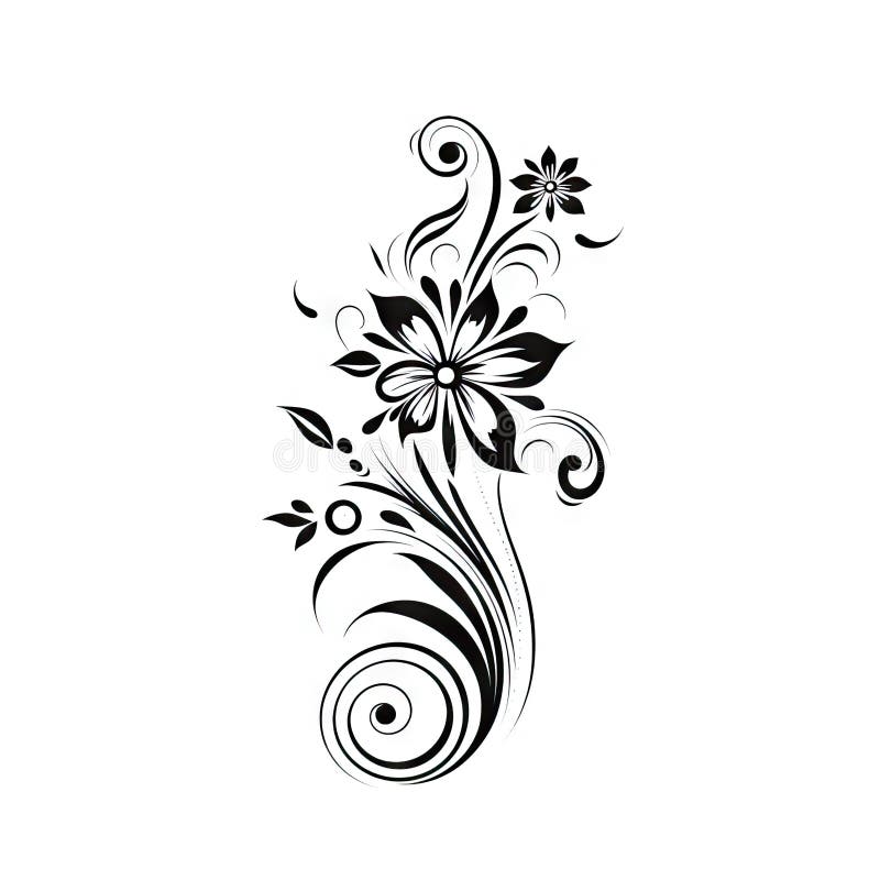 Abstrakta blommor med blad ai generativ illustration royaltyfri illustrationer