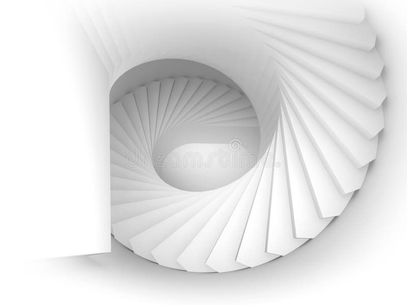 Abstrakta 3d bielu spirali wewnętrzna perspektywa z schodkami ilustracja wektor Abstrakta 3d bielu spirali wewnętrzna perspektywa z schodkami ilustracja wektor