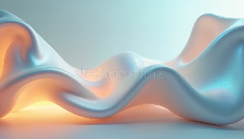 Abstrakta former av digital konst i blå orange-toner. Vätskekurvor skapar dynamisk modern design som lämpar sig för stock illustrationer