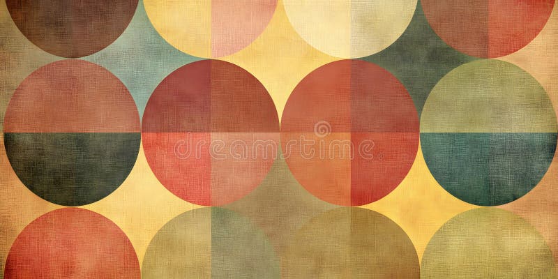 Abstrakta geometriska cirklar Mönsterdeformering Retro Vintage Style Bakgrund Texture Red Art Gold Teal stock illustrationer