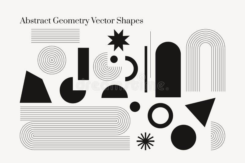 Abstrakta geometriska former, monokroma vektor vektor illustrationer