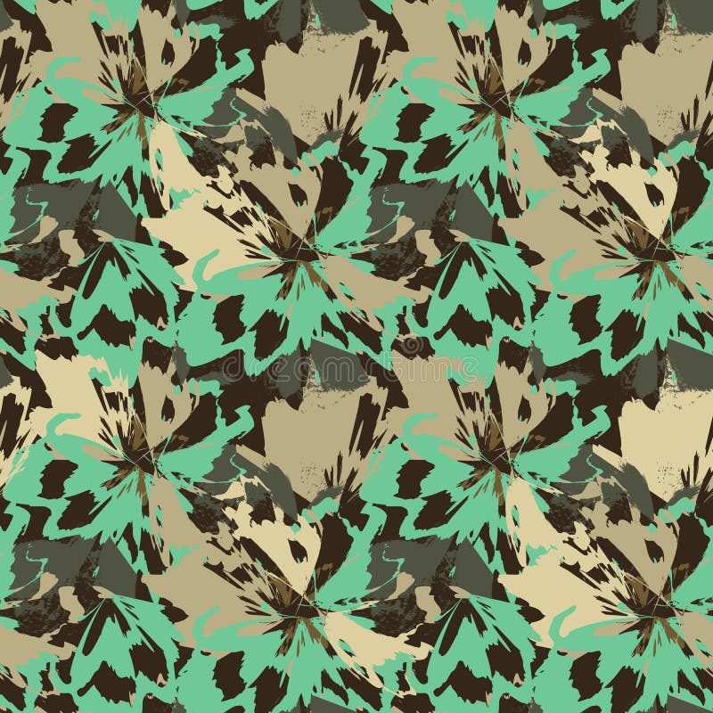 Abstrakta gröna och beigea blommor som djurt motiv för leopard royaltyfri illustrationer Abstrakta gröna och beigea blommor som djurt motiv för leopard royaltyfri illustrationer