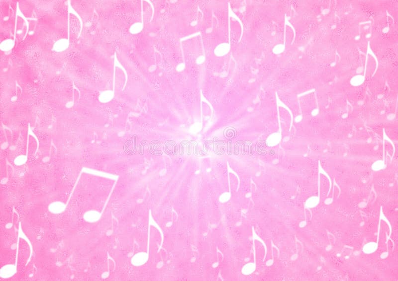 Abstrakta noter för musik i en suddig, grå, ljusrosa bakgrund royaltyfri illustrationer