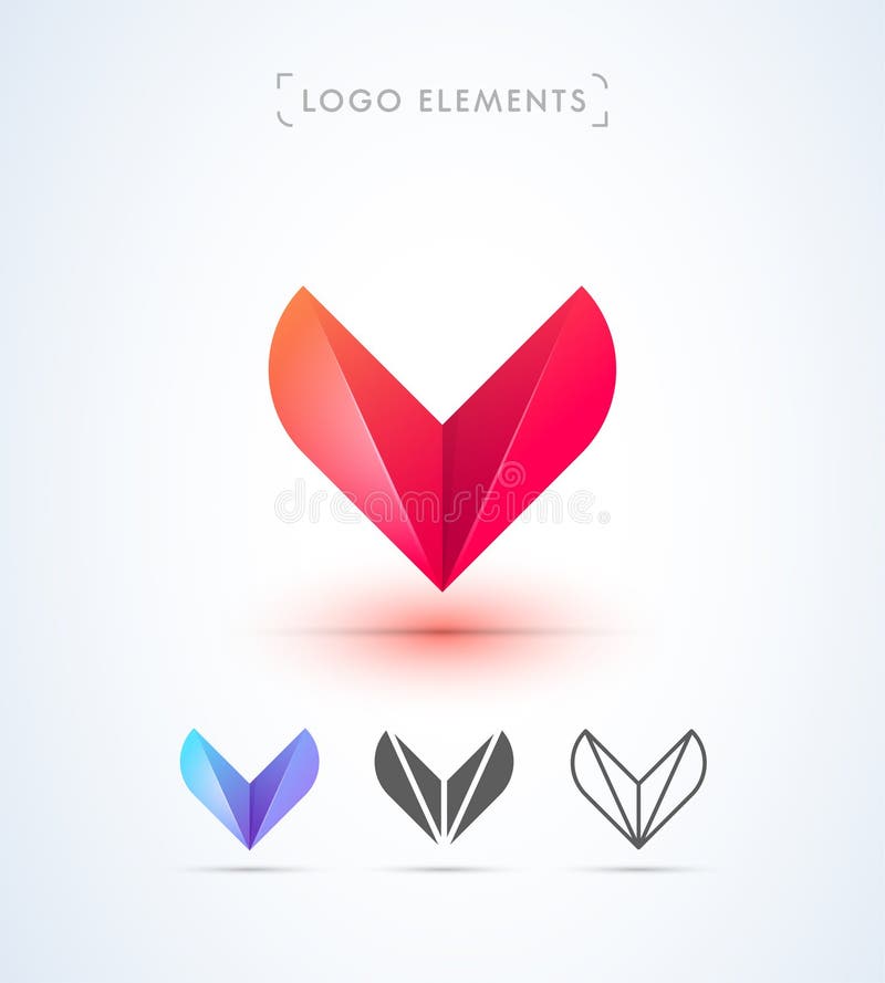 Abstrakta V origami stylu loga listowy szablon Podaniowa ikona ilustracja wektor